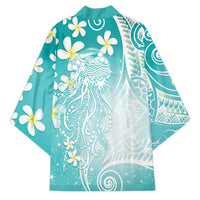 Polynesian Jellyfish Kimono With Plumeria Teal LT05 - Polynesian Pride