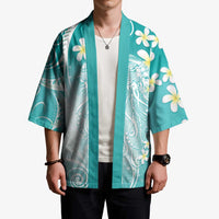 Polynesian Jellyfish Kimono With Plumeria Teal LT05 - Polynesian Pride