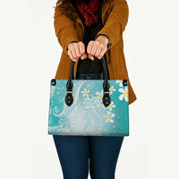 Polynesian Jellyfish Leather Bag With Plumeria Teal LT05 - Polynesian Pride