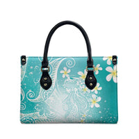 Polynesian Jellyfish Leather Bag With Plumeria Teal LT05 - Polynesian Pride