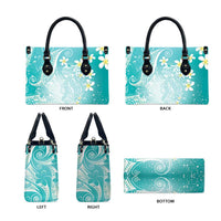 Polynesian Jellyfish Leather Bag With Plumeria Teal LT05 - Polynesian Pride
