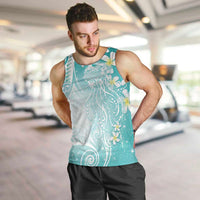 Polynesian Jellyfish Men Tank Top With Plumeria Teal LT05 Teal - Polynesian Pride