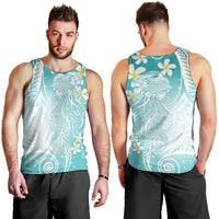 Polynesian Jellyfish Men Tank Top With Plumeria Teal LT05 - Polynesian Pride