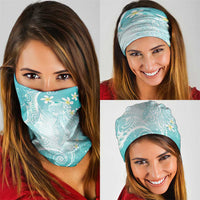 Polynesian Jellyfish Neck Gaiter With Plumeria Teal LT05 - Polynesian Pride