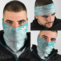 Polynesian Jellyfish Neck Gaiter With Plumeria Teal LT05 - Polynesian Pride