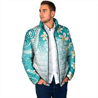 Polynesian Jellyfish Padded Jacket With Plumeria Teal LT05 - Polynesian Pride