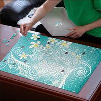 Polynesian Jellyfish Puzzle With Plumeria Teal LT05 - Polynesian Pride