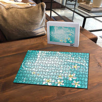 Polynesian Jellyfish Puzzle With Plumeria Teal LT05 - Polynesian Pride