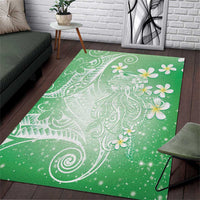 Polynesian Jellyfish Area Rug With Plumeria Green LT05 Green - Polynesian Pride