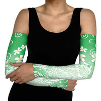 Polynesian Jellyfish Arm Sleeves With Plumeria Green LT05 - Polynesian Pride