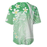 Polynesian Jellyfish Baseball Jersey With Plumeria Green LT05 - Polynesian Pride