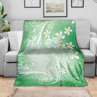 Polynesian Jellyfish Blanket With Plumeria Green LT05 - Polynesian Pride