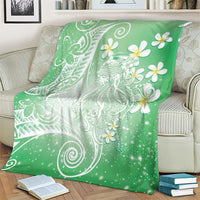Polynesian Jellyfish Blanket With Plumeria Green LT05 - Polynesian Pride