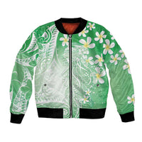 Polynesian Jellyfish Bomber Jacket With Plumeria Green LT05 Unisex Green - Polynesian Pride