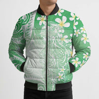 Polynesian Jellyfish Bomber Puffer Jacket With Plumeria Green LT05 - Polynesian Pride