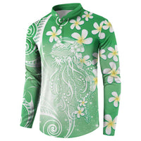 Polynesian Jellyfish Button Sweatshirt With Plumeria Green LT05 - Polynesian Pride