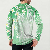 Polynesian Jellyfish Button Sweatshirt With Plumeria Green LT05 - Polynesian Pride