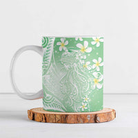 Polynesian Jellyfish Ceramic Mug With Plumeria Green LT05 Green - Polynesian Pride