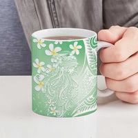 Polynesian Jellyfish Ceramic Mug With Plumeria Green LT05 - Polynesian Pride