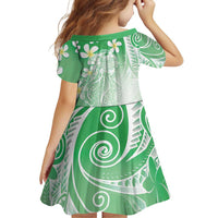 Polynesian Jellyfish Family Matching Off Shoulder Maxi Dress and Hawaiian Shirt With Plumeria Green