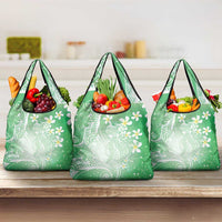 Polynesian Jellyfish Grocery Bag With Plumeria Green LT05 3-pack One Size Green - Polynesian Pride