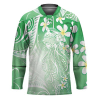 Polynesian Jellyfish Hockey Jersey With Plumeria Green LT05 Unisex Green - Polynesian Pride