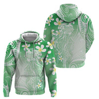 Polynesian Jellyfish Hoodie With Plumeria Green LT05 - Polynesian Pride