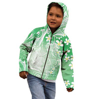 Polynesian Jellyfish Kid Hoodie With Plumeria Green LT05 - Polynesian Pride