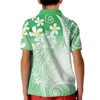 Polynesian Jellyfish Kid Polo Shirt With Plumeria Green LT05 - Polynesian Pride