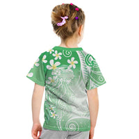 Polynesian Jellyfish Kid T Shirt With Plumeria Green LT05 - Polynesian Pride