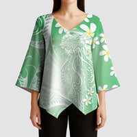 Polynesian Jellyfish Kimono Sleeve Blouse With Plumeria Green LT05 - Polynesian Pride