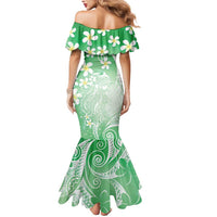 Polynesian Jellyfish Mermaid Dress With Plumeria Green LT05 - Polynesian Pride