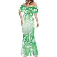 Polynesian Jellyfish Mermaid Dress With Plumeria Green LT05 - Polynesian Pride