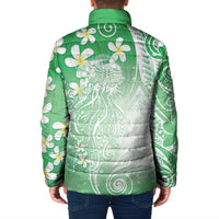 Polynesian Jellyfish Padded Jacket With Plumeria Green LT05 - Polynesian Pride