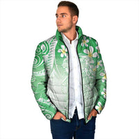 Polynesian Jellyfish Padded Jacket With Plumeria Green LT05 - Polynesian Pride