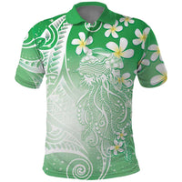 Polynesian Jellyfish Polo Shirt With Plumeria Green LT05 Green - Polynesian Pride