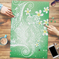 Polynesian Jellyfish Puzzle With Plumeria Green LT05 Green - Polynesian Pride