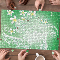 Polynesian Jellyfish Puzzle With Plumeria Green LT05 - Polynesian Pride
