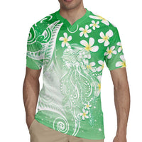 Polynesian Jellyfish Rugby Jersey With Plumeria Green LT05 - Polynesian Pride