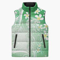 Polynesian Jellyfish Sleeveless Puffer Jacket With Plumeria Green LT05 Unisex Green - Polynesian Pride