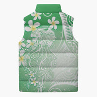 Polynesian Jellyfish Sleeveless Puffer Jacket With Plumeria Green LT05 - Polynesian Pride