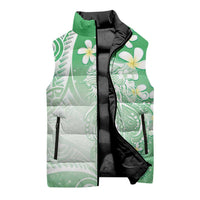 Polynesian Jellyfish Sleeveless Puffer Jacket With Plumeria Green LT05 - Polynesian Pride