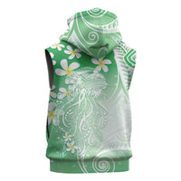 Polynesian Jellyfish Sleeveless Zip Hoodie With Plumeria Green LT05 - Polynesian Pride