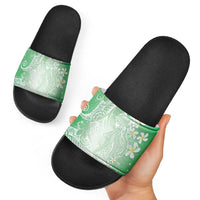 Polynesian Jellyfish Slide Sandals With Plumeria Green LT05 - Polynesian Pride