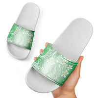 Polynesian Jellyfish Slide Sandals With Plumeria Green LT05 - Polynesian Pride
