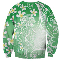 Polynesian Jellyfish Sweatshirt With Plumeria Green LT05 - Polynesian Pride