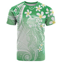 Polynesian Jellyfish T Shirt With Plumeria Green LT05 Green - Polynesian Pride