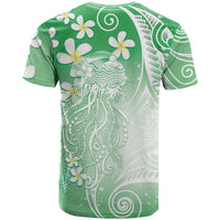 Polynesian Jellyfish T Shirt With Plumeria Green LT05 - Polynesian Pride