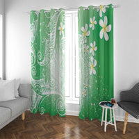 Polynesian Jellyfish Window Curtain With Plumeria Green LT05 With Grommets Green - Polynesian Pride