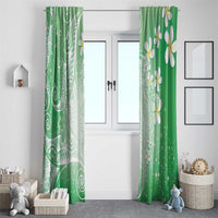Polynesian Jellyfish Window Curtain With Plumeria Green LT05 - Polynesian Pride